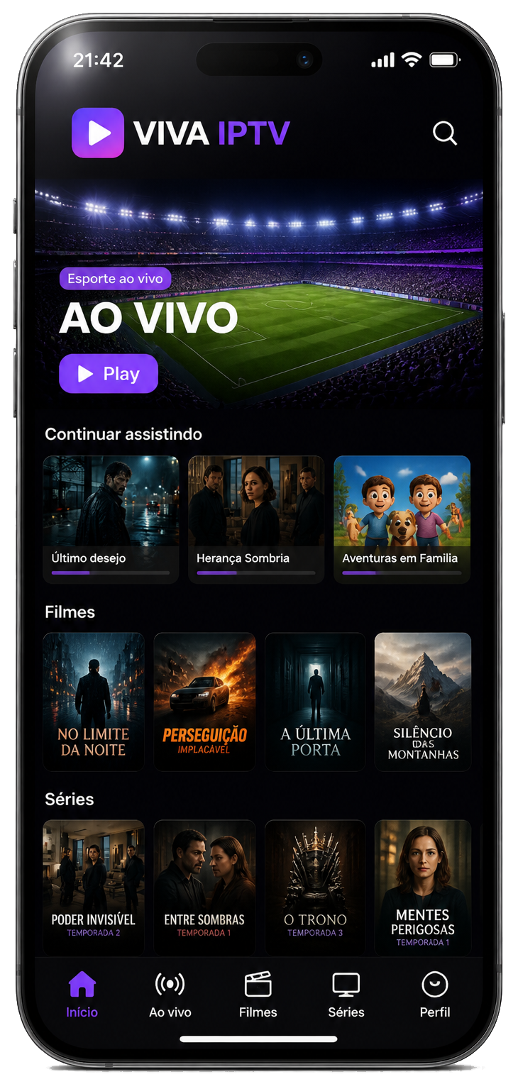 Celular com aplicativo VIVA IPTV